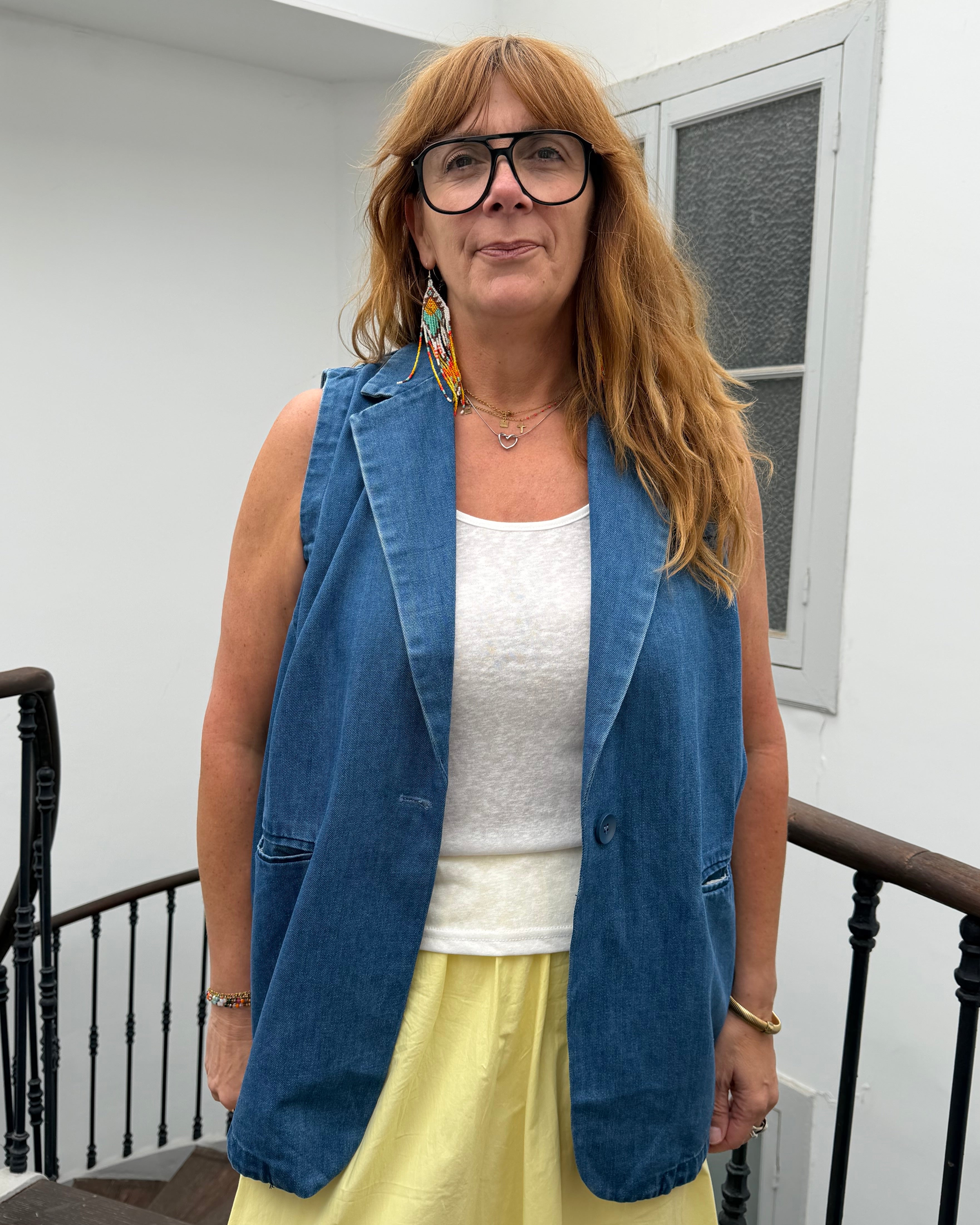 Blazer sans manche en jean