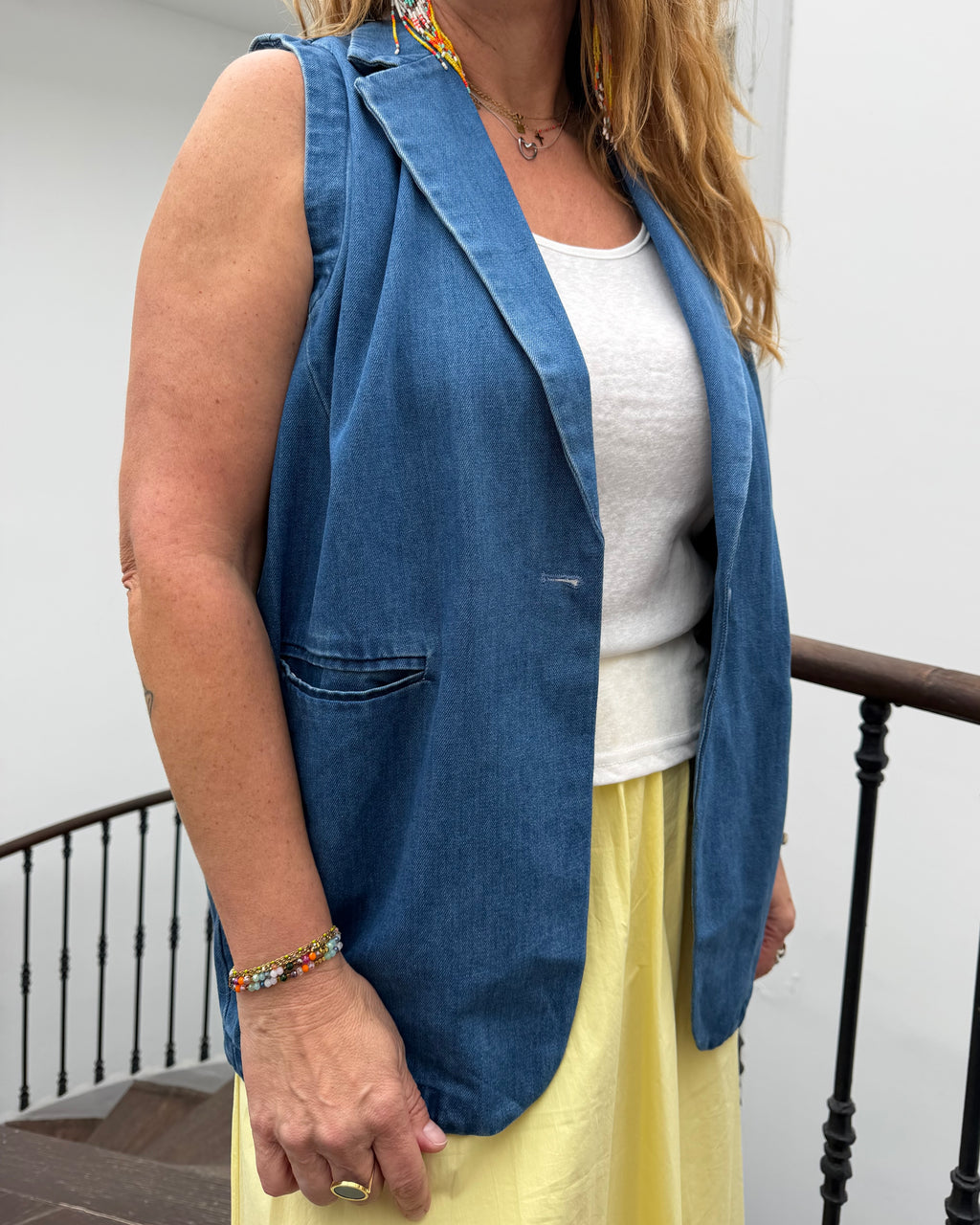 Blazer sans manche en jean
