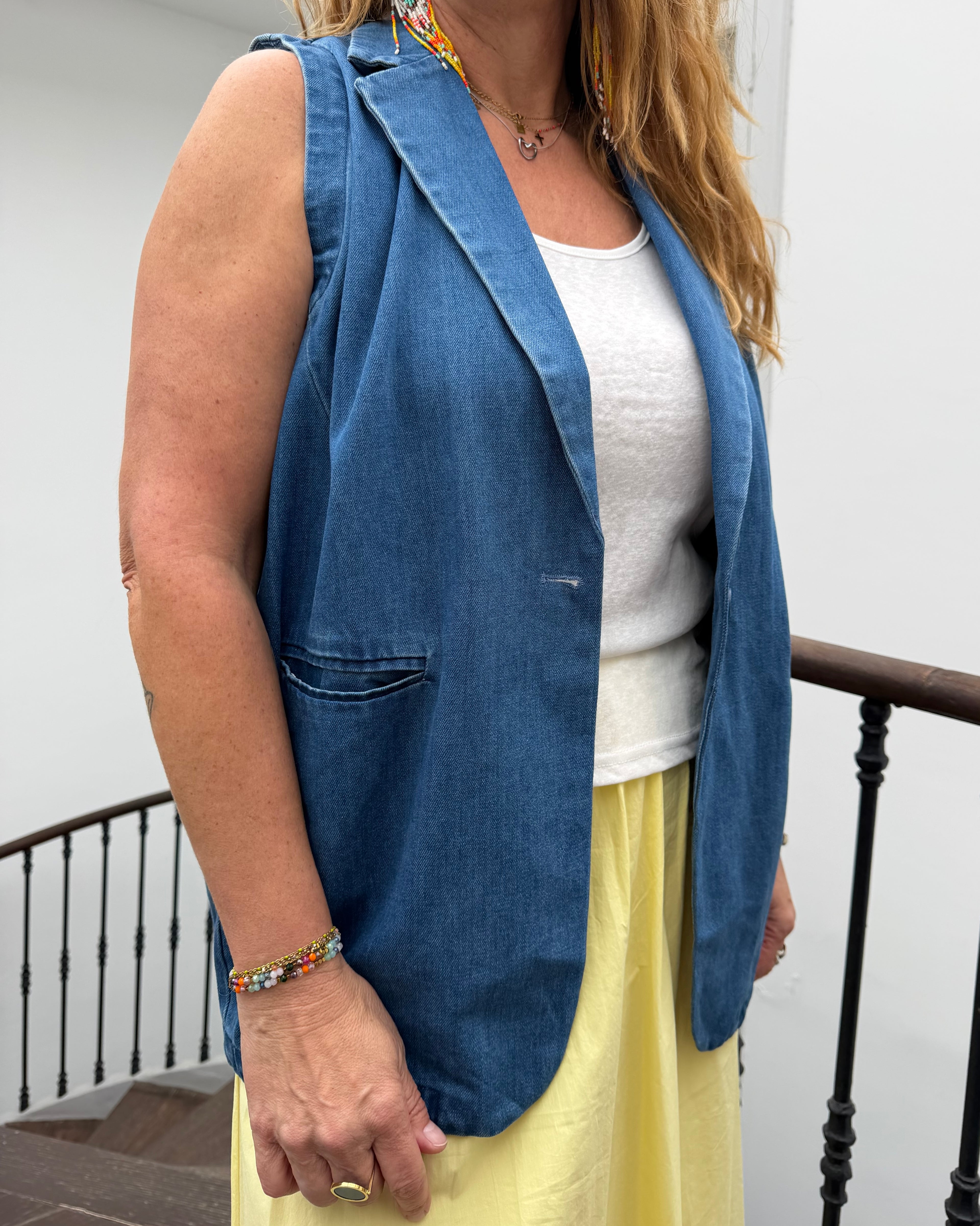 Blazer sans manche en jean