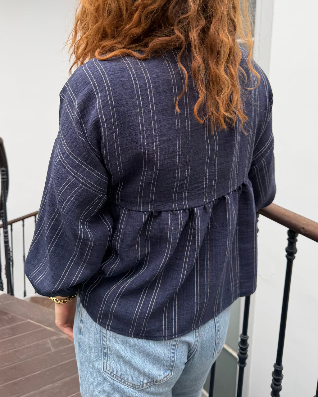 Blouse cache coeur bleu marine