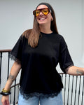 T-shirt dos nu à dentelle noir