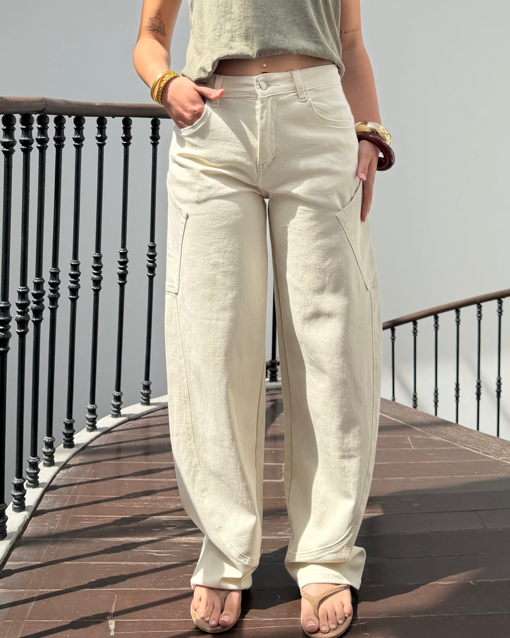 Jean balloon fit blanc