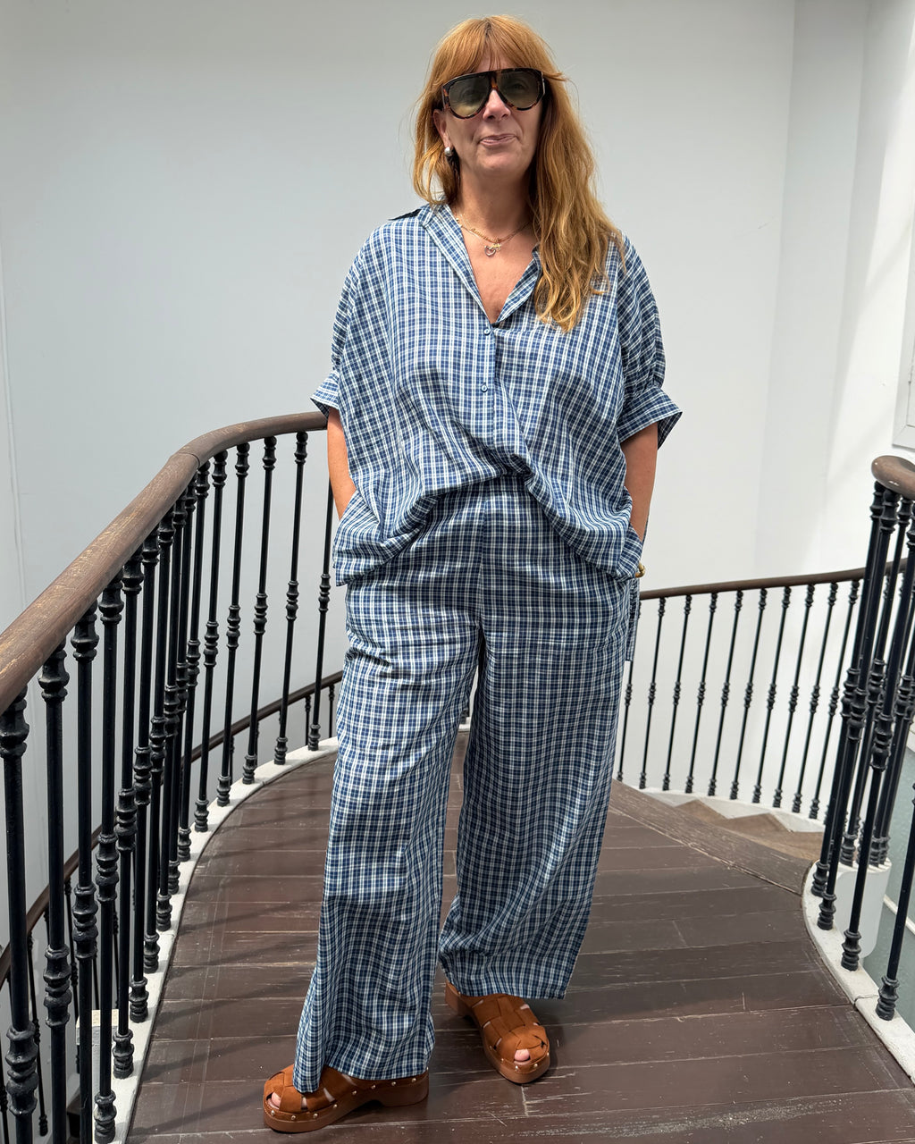 Ensemble à carreaux bleu Navy