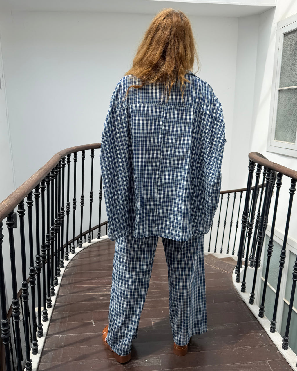 Ensemble à carreaux bleu Navy