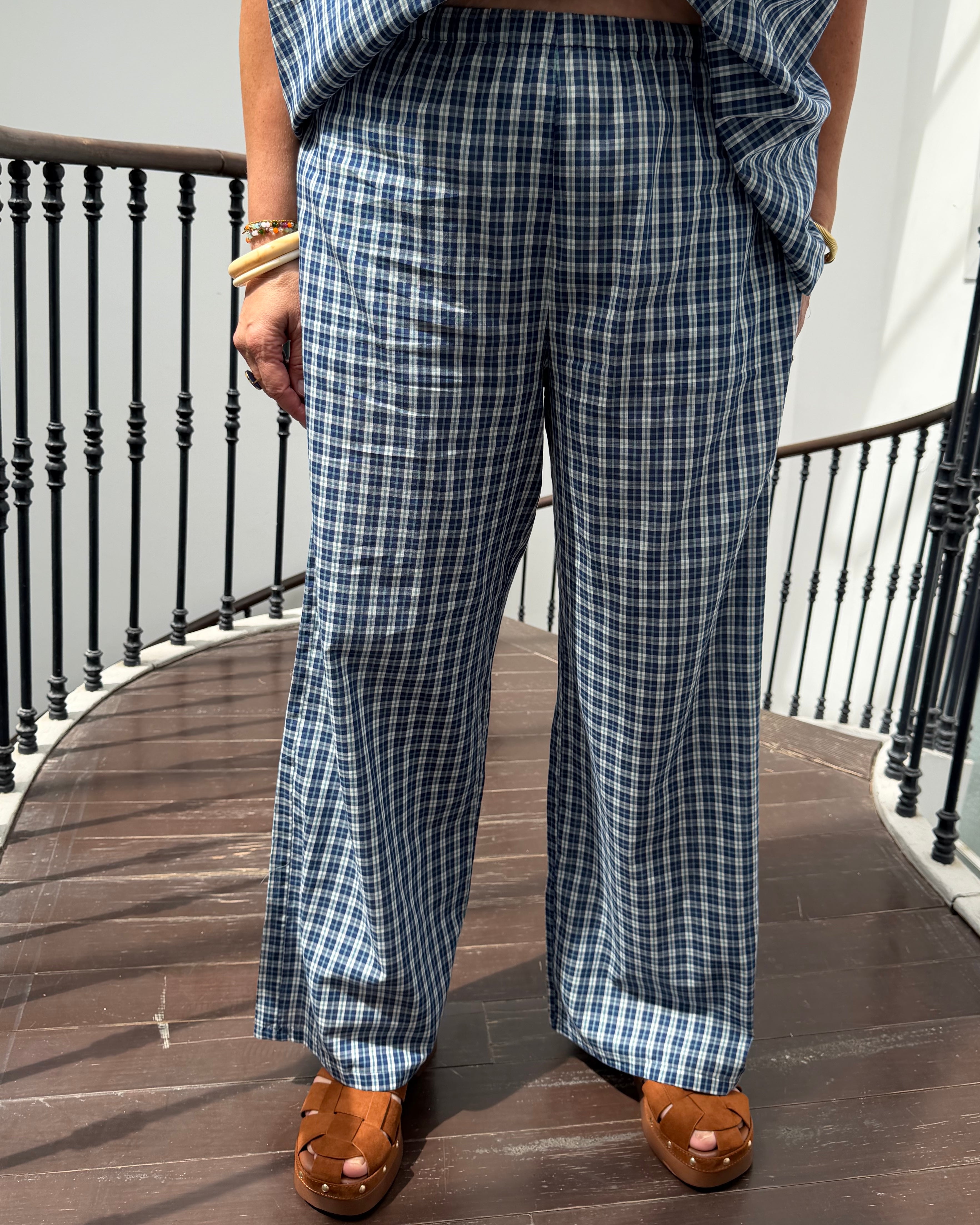 Ensemble à carreaux bleu Navy