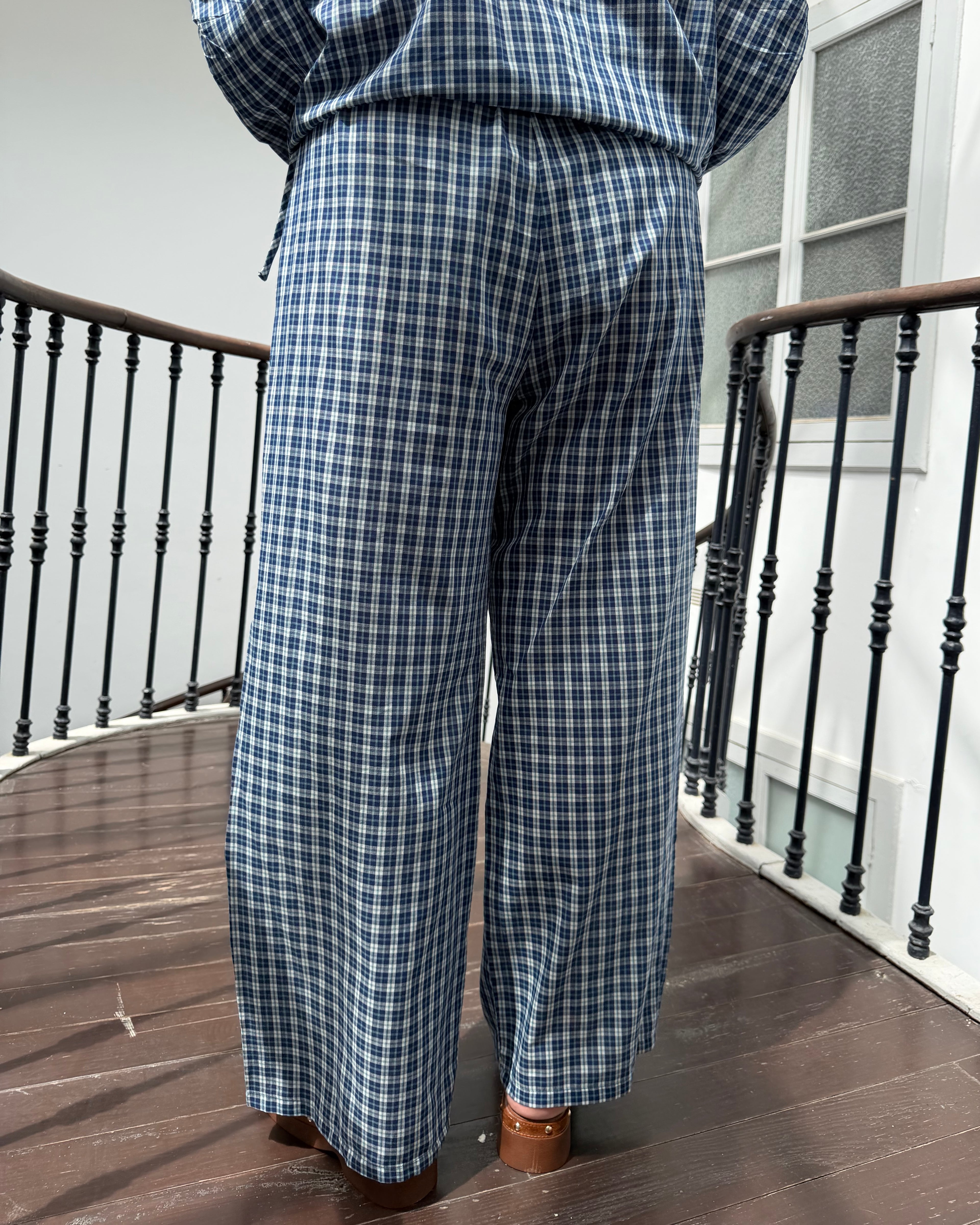 Ensemble à carreaux bleu Navy