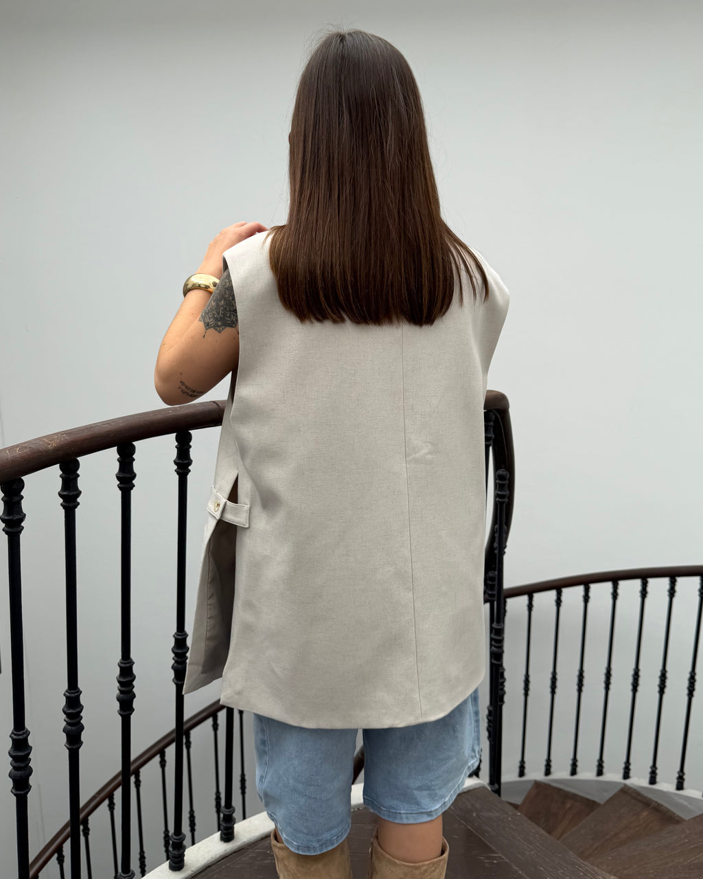 Blazer sans manche structuré beige
