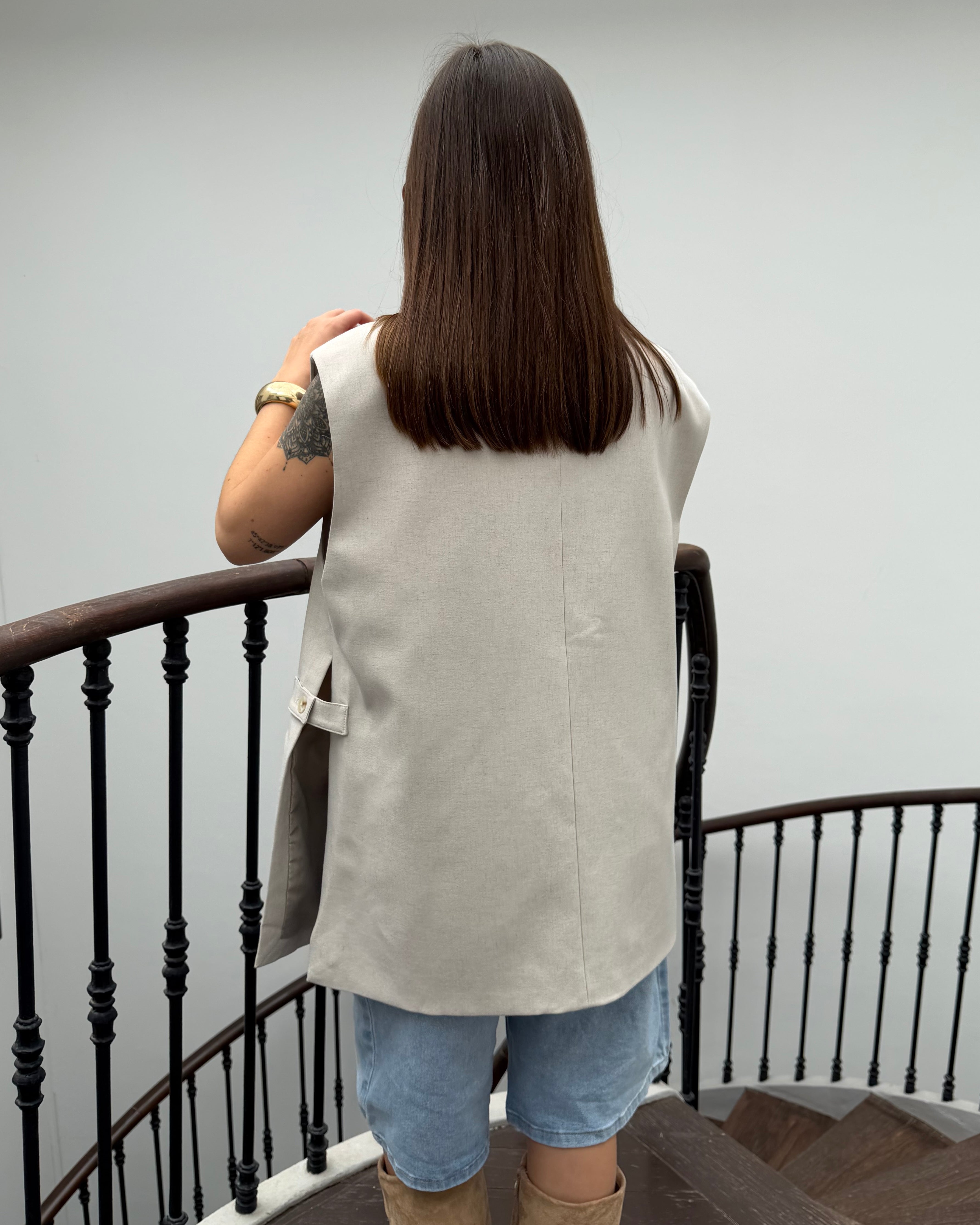 Blazer sans manche structuré beige