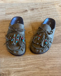 Mules à franges kaki
